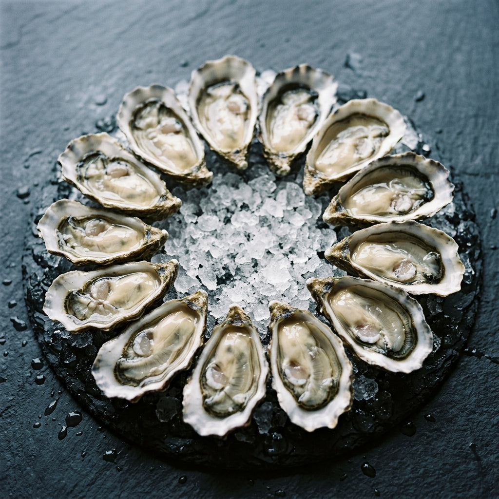 Coffin Bay Pacific Oysters on crushed ice at Ghan Bros Seafood, Fyshwick