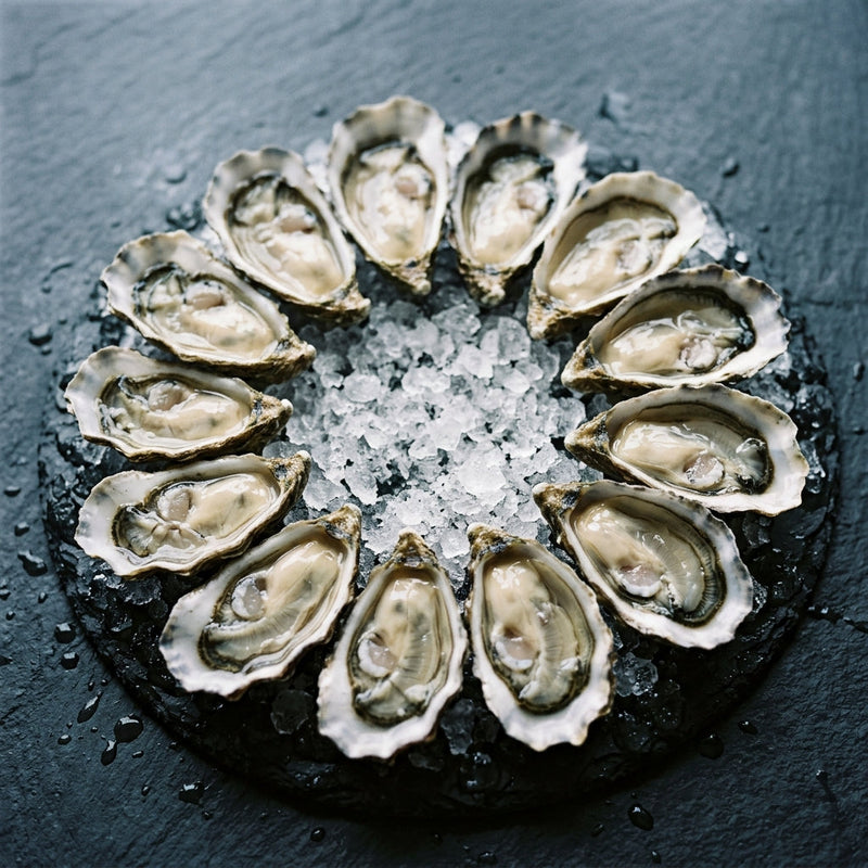 Coffin Bay Pacific Oysters on crushed ice at Ghan Bros Seafood, Fyshwick