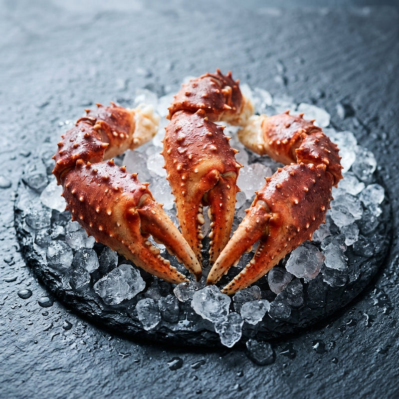 Cooked Alaskan King Crab Claw on crushed ice at Ghan Bros Seafood, Fyshwick