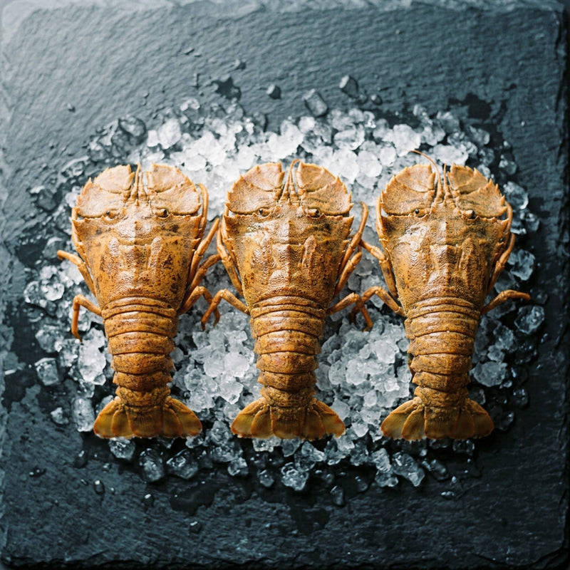 Cooked Moreton Bay Bug on crushed ice at Ghan Bros Seafood, Fyshwick