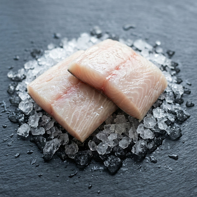 Fresh Kingfish (Hiramasa) on crushed ice at Ghan Bros Seafood, Fyshwick