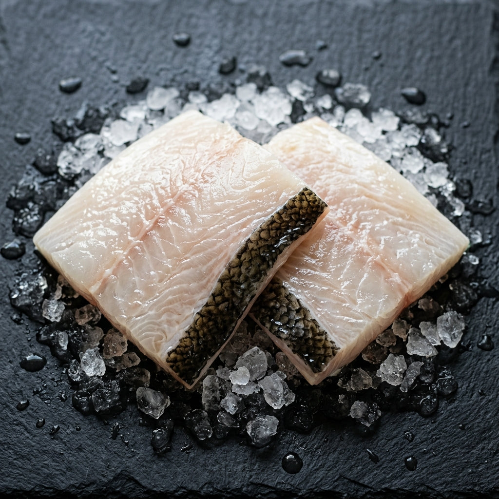 Fresh Murray Cod Fillets on crushed ice at Ghan Bros Seafood, Fyshwick