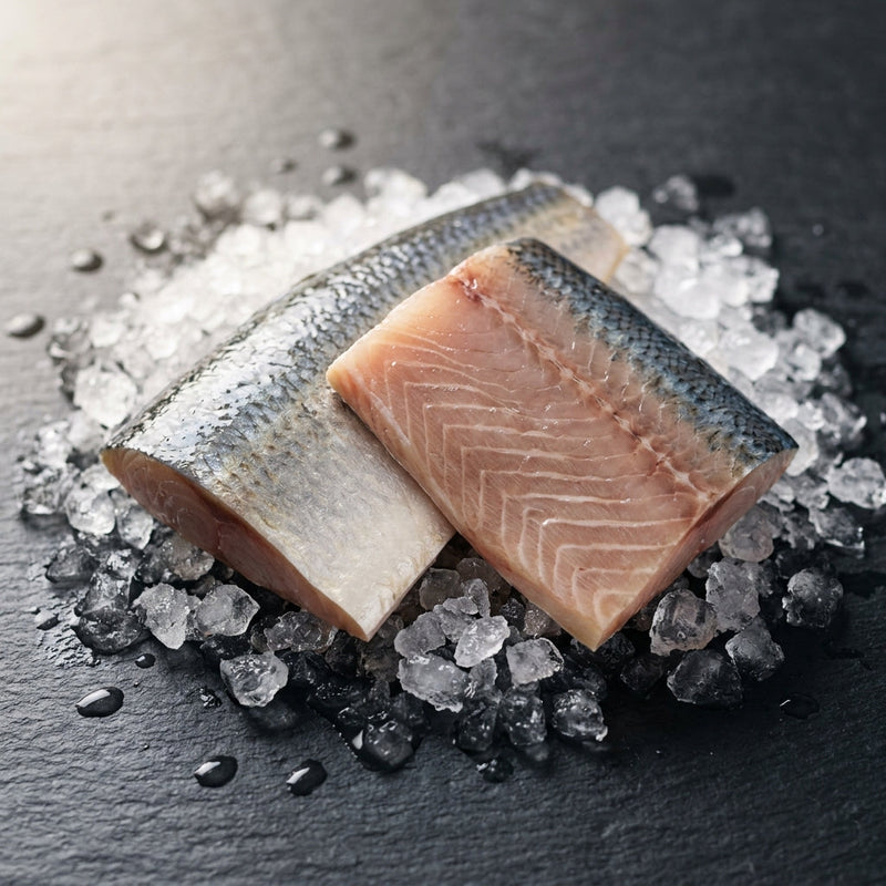 Fresh Sardine Fillets on crushed ice at Ghan Bros Seafood, Fyshwick