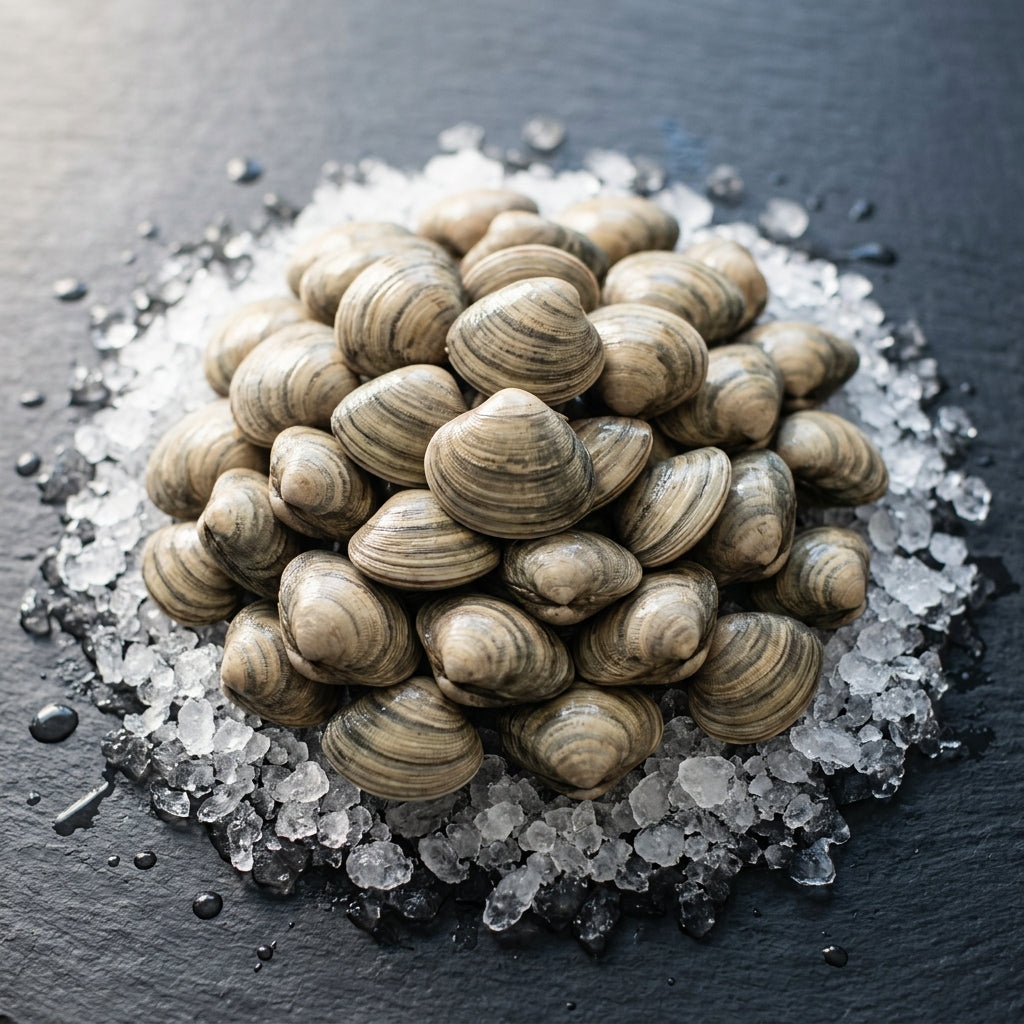 Little Neck Clams on crushed ice at Ghan Bros Seafood, Fyshwick