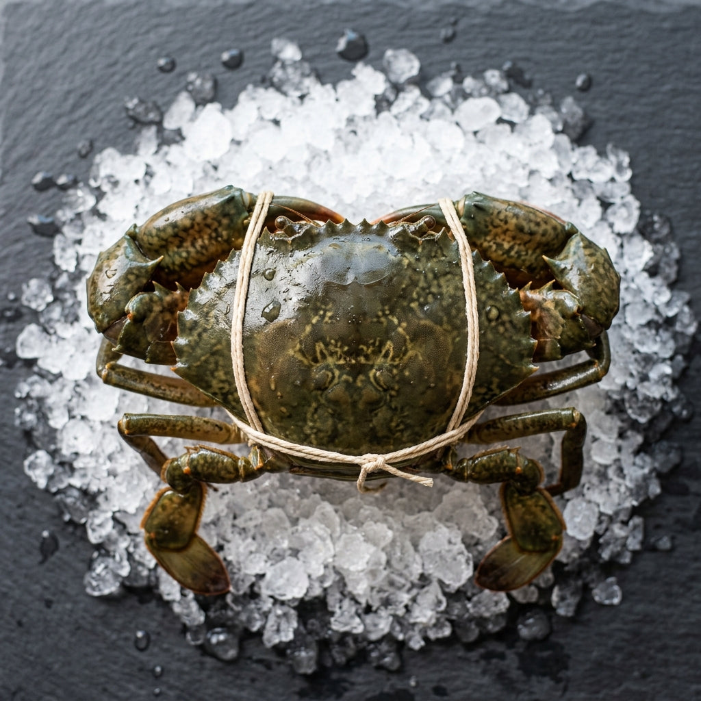 Live Female Mud Crabs on crushed ice at Ghan Bros Seafood, Fyshwick