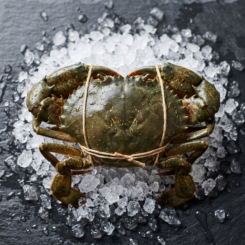 Live Male Mud Crabs on crushed ice at Ghan Bros Seafood, Fyshwick