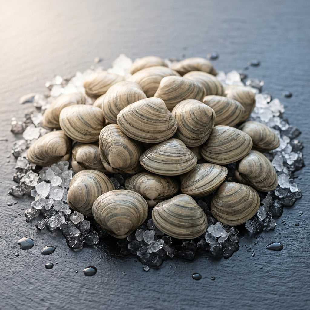Live Pipis on crushed ice at Ghan Bros Seafood, Fyshwick