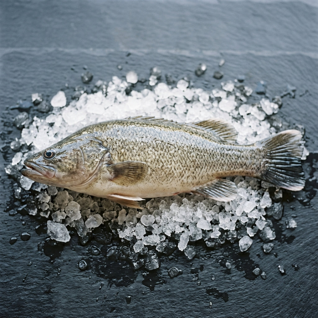 Murray Cod on crushed ice at Ghan Bros Seafood, Fyshwick