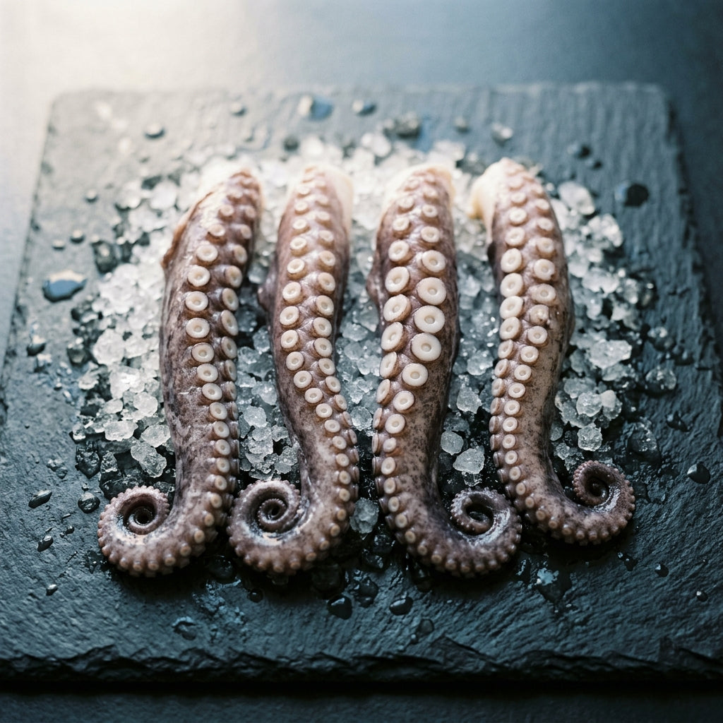 Octopus Hands on crushed ice at Ghan Bros Seafood, Fyshwick