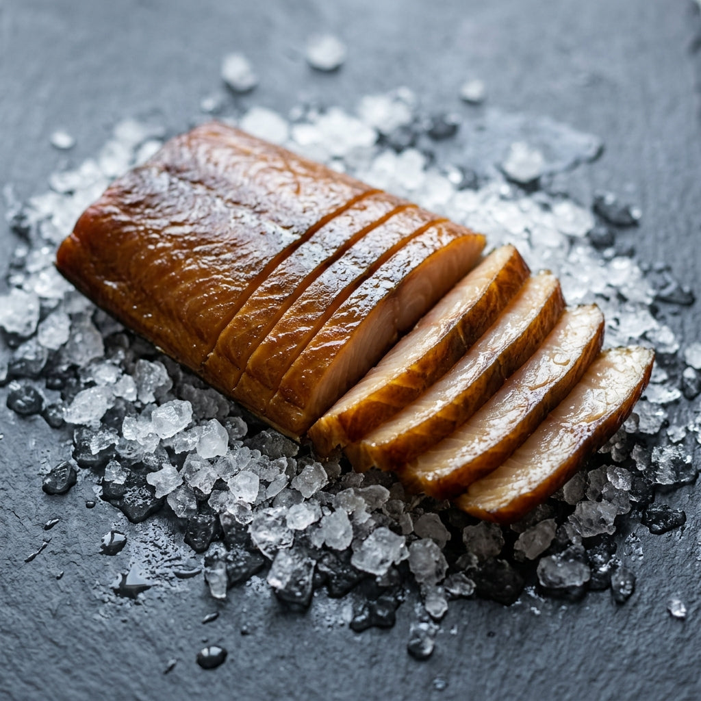 Smoked Cod on crushed ice at Ghan Bros Seafood, Fyshwick