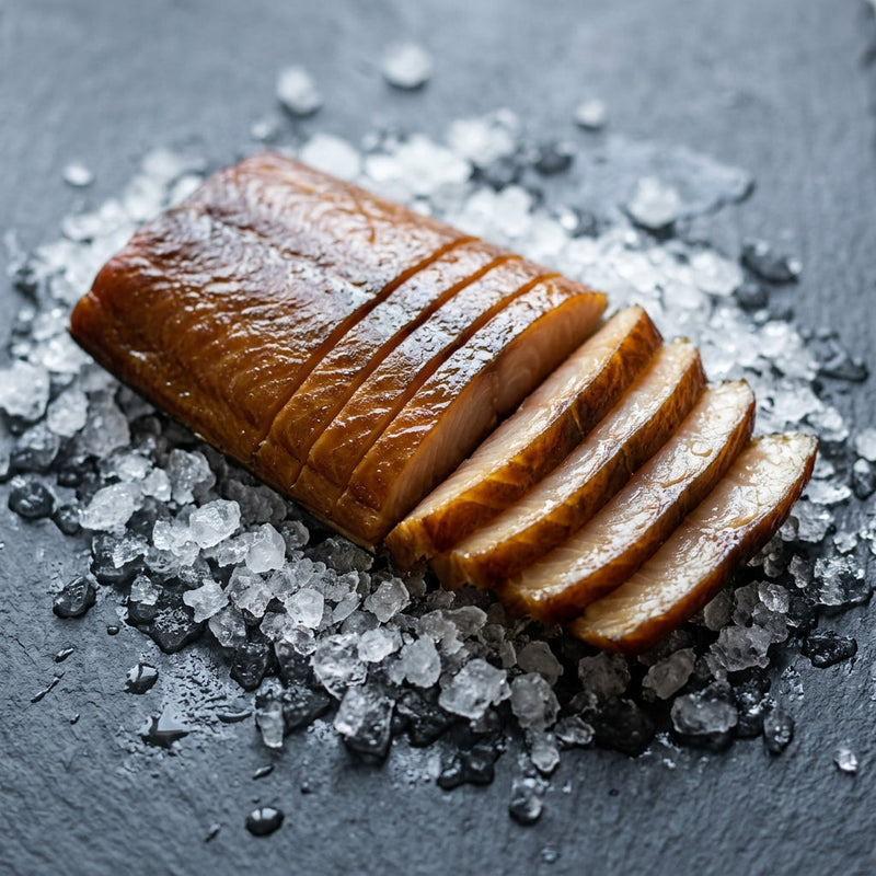 Smoked Cod on crushed ice at Ghan Bros Seafood, Fyshwick