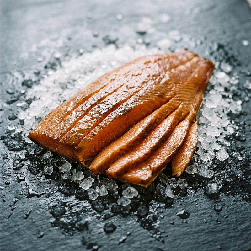 Smoked Salmon Premium Cut on crushed ice at Ghan Bros Seafood, Fyshwick