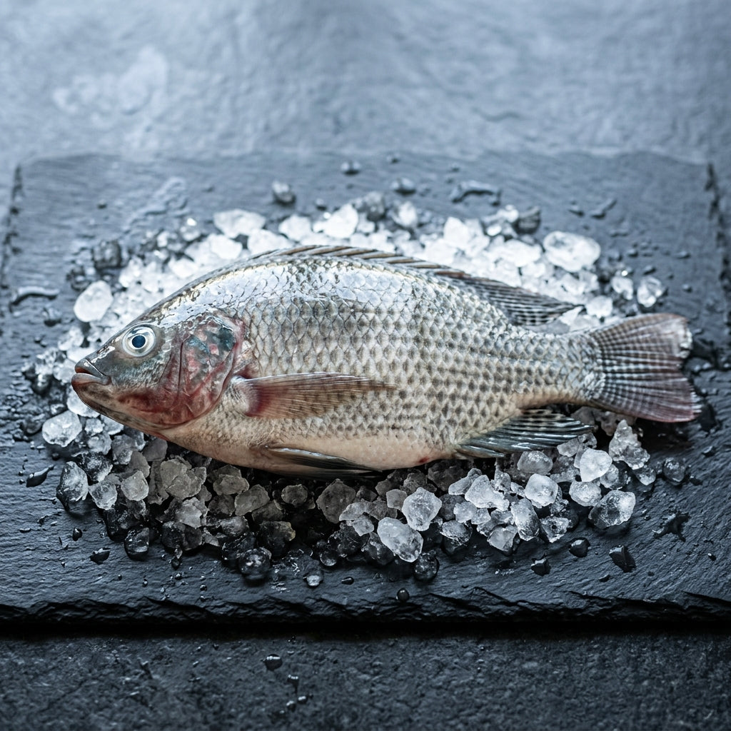 Tilapia on crushed ice at Ghan Bros Seafood, Fyshwick